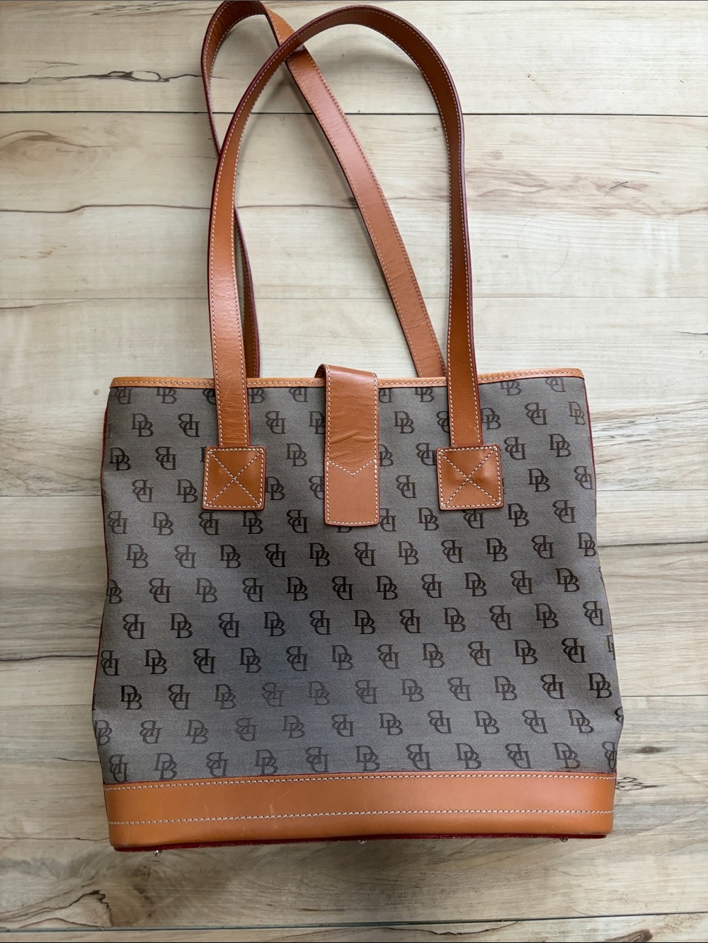 Dooney & Bourke Brown Monogram Tote with Tan Leather Trim - Picture 11 of 11